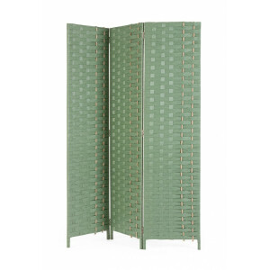 Paravan decorativ bambus hartie verde Jalila 135x6x180 cm