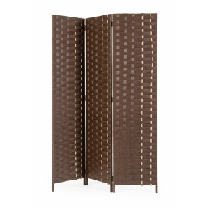 Paravan decorativ bambus hartie maro Jalila 135x6x180 cm