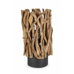 Veioza lemn natur otel negru Ace 27x50 cm