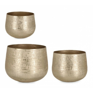 Set 3 vaze flori aluminiu auriu 18x14 cm; 21x16 cm; 25x19.5 cm