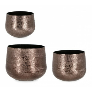 Set 3 vaze flori aluminiu bronz Clamp 18x14 cm, 21x16 cm, 25x19.5 cm