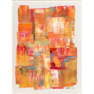 Tablou canvas abstract multicolor 90x3.5x120 cm