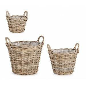 Set 3 cosuri ratan gri Randy 22x16-24 cm, 30x23-29 cm, 37x30-38 cm
