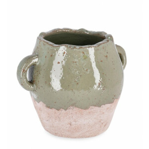 Set 4 ghivece flori teracota natur verde 22x16x17 cm