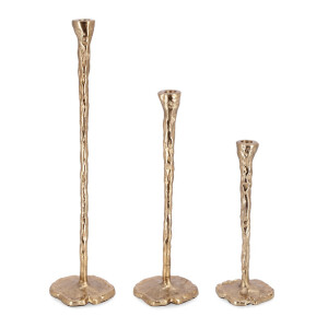 Set 3 sfesnice aluminiu auriu Sagar Ø10x31h; ø13x40,5h; ø13x53,5h