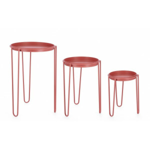 Set 3 suporturi flori otel roz somon Madelyn 23.5x30 cm, 28.5x40 cm, 33.5x50 cm