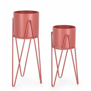 Set 2 suporturi flori metal roz Madelyn 23.5x53-57 cm; 21.5x42-46 cm
