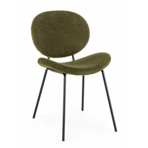 Set 2 scaune otel negru textil verde Maddie 52x59.5x79.5 cm
