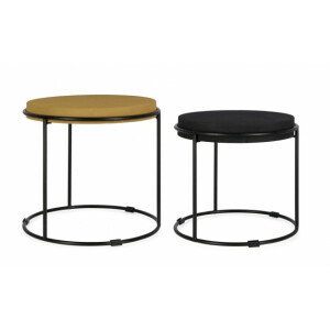 Set 2 masute otel negru galben mustar Ketaki 43x41.5 cm, 48x46.5 cm