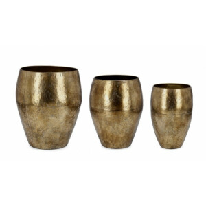 Set 3 vaze metal auriu Bimala 26x36.5 cm, 32x40.5 cm, 41x45 cm
