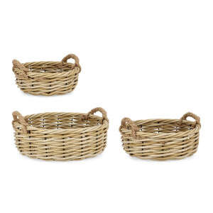 Set 3 cosuri poliratan natur Julen 34x24x12h; 41x31,5x14h; 48x39x16h