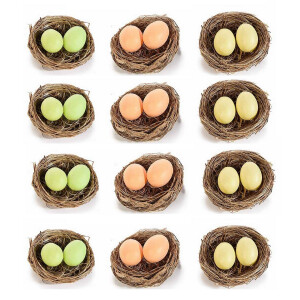 Set 12 cuiburi cu oua multicolore 6x3 cm