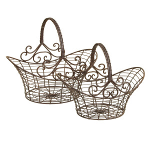 Set 2 cosuri din fier maro 41x31x35 cm