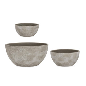 Set 3 ghivece flori teracota gri Hector Ø23x10,5h; ø28x13h; ø40x19h