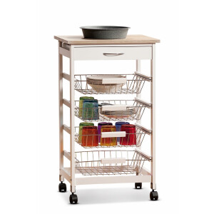 Carucior servire mdf alb maro 47 x 37 x 82 h