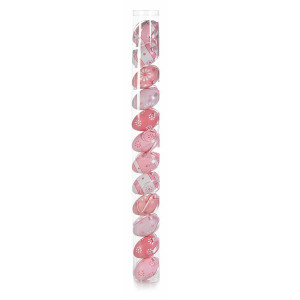 Set 12 oua decorative din plastic roz 4x6 cm
