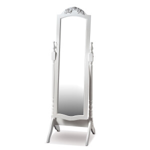 Oglinda pardoseala lemn alb 50 x 50,5 x 160 cm