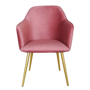 Scaun velur roz otel auriu 58x56x83 cm