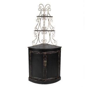 Comoda lemn negru fier alb antichizat 78x55x181 cm