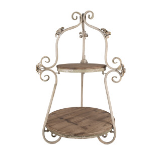 Platou supraetajat lemn maro fier bej antichizat 54x90 cm