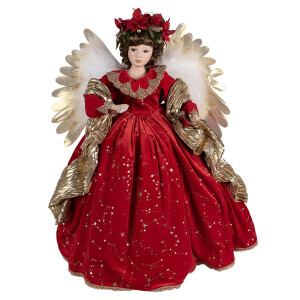 Figurina Inger textil rosu auriu 50x30x65 cm