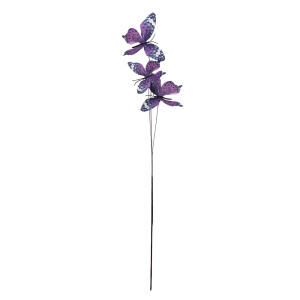 Crenguta decorativa Fluturasi violet III 10x10x65 cm