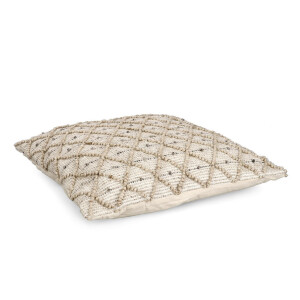 Set 2 perne podea poliester alb natur Chandier 80x80 cm
