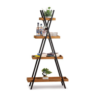 Raft lemn maro fier negru 80 x 37 x 153,5 cm