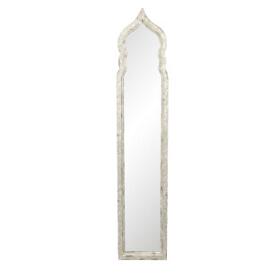 Oglinda perete lemn alb antichizat 30x4x150 cm