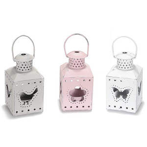 Set 3 felinare metal sticla 5x5x10 cm
