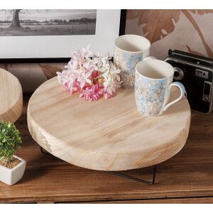 Platou servire lemn natur cu picioare metal 35 x 12,5 cm