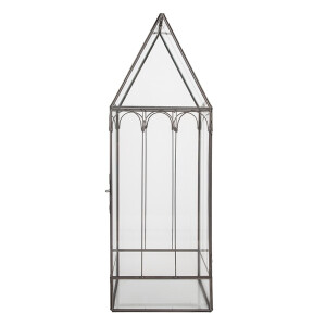 Mini sera fier gri sticla 15x15x45 cm