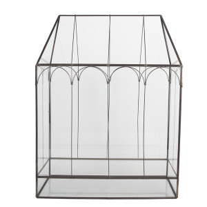 Mini sera fier gri sticla 35x15x46 cm