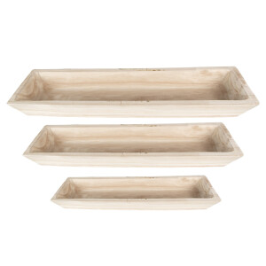 Set 3 boluri decorative lemn natur 70x20x9 cm, 66x15x7 cm, 61x11x6 cm
