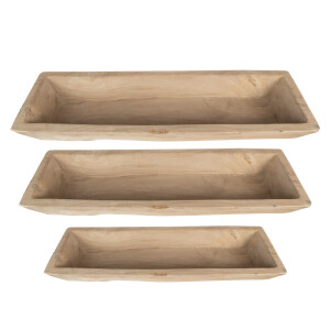 Set 3 boluri decorative lemn maro 70x20x9 cm, 66x15x7 cm, 61x11x6 cm