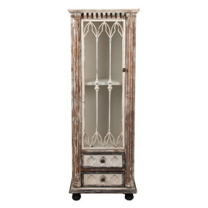 Vitrina lemn bej maro vintage 49x35x135 cm