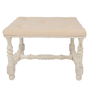 Taburet lemn textil bej 62x47x46 cm