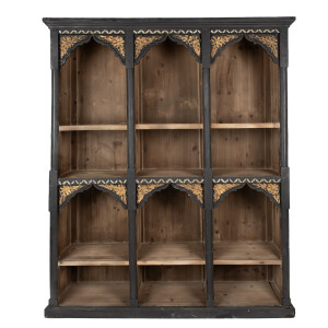 Biblioteca lemn natur negru 152x40x193 cm