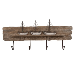 Cuier perete lemn maro Barcute 63x8x27 cm