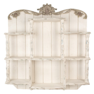 Raft perete lemn alb bronz 90x19x100 cm