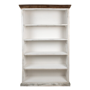 Biblioteca lemn alb maro vintage 120x36x195 cm