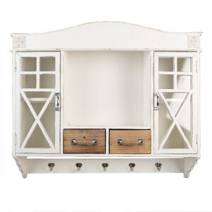 Raft perete lemn alb maro vintage 76x16x65 cm