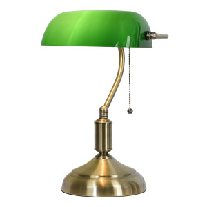 Veioza fier auriu sticla verde 27x17x41 cm