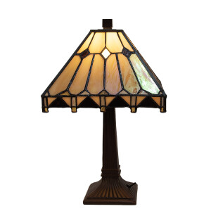 Veioza Tiffany sticla polirasina maro bej 23x23x38 cm, E14