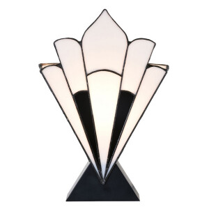 Veioza cu baza din polirasina neagra si abajur din sticla Tiffany 36x3x21 cm