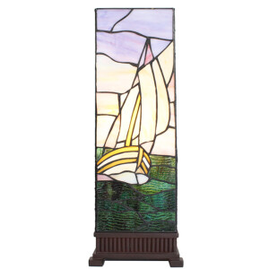 Veioza decorativa sticla multicolora polirasina Tiffany 18x18x48 cm