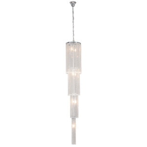 Candelabru metal argintiu sticla transparenta 30x185/245 cm
