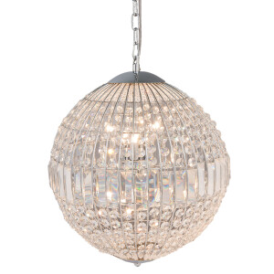 Lustra metal argintiu sticla transparenta 40x48/170 cm