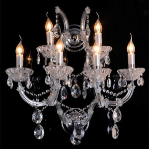 Candelabru sticla transparenta, fier argintiu  Ø 65x40 cm E14/max 6x40W