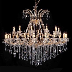Candelabru sticla transparenta, fier auriu Ø 165x150 cm